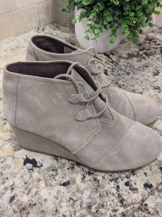 Toms Shoes - Toms Suede Wedge Ankle Boots in Light Taupe